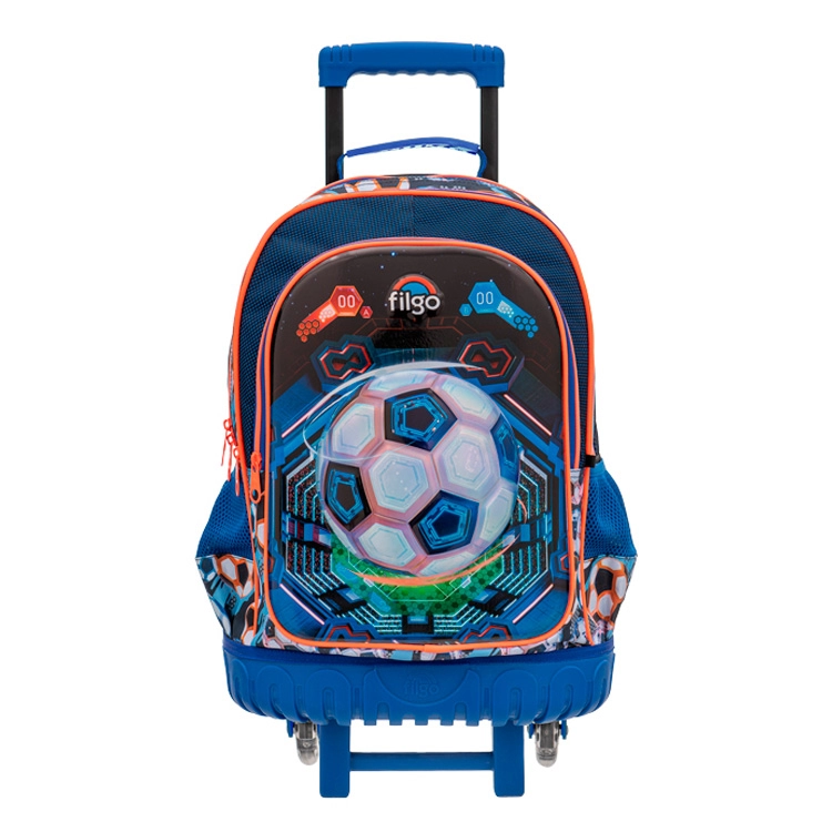 Mochila Escolar Filgo 2026 3D 18" Futbol Azul Con Carro Art.MO26-T3D-003